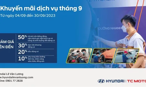 Hyundai Lê Văn Lương triển khai ưu đãi dịch vụ tháng 9