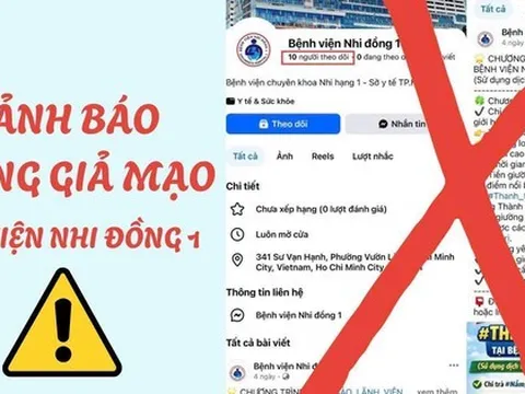 Bệnh viện Nhi Đồng 1 phát cảnh báo có trang fanpage giả mạo bệnh viện