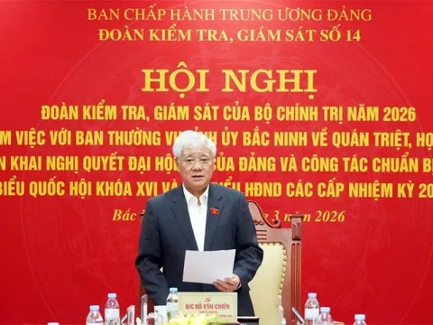 Đoàn kiểm tra của Bộ Chính trị làm việc với Ban Thường vụ Tỉnh ủy Bắc Ninh