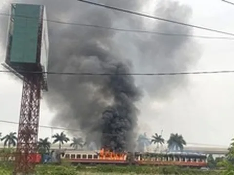 Cháy tàu hỏa gần ga Tiền Trung, Hải Phòng
